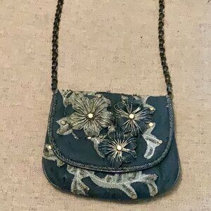 Mary Frances Embroidered Denim Mini Purse Clutch